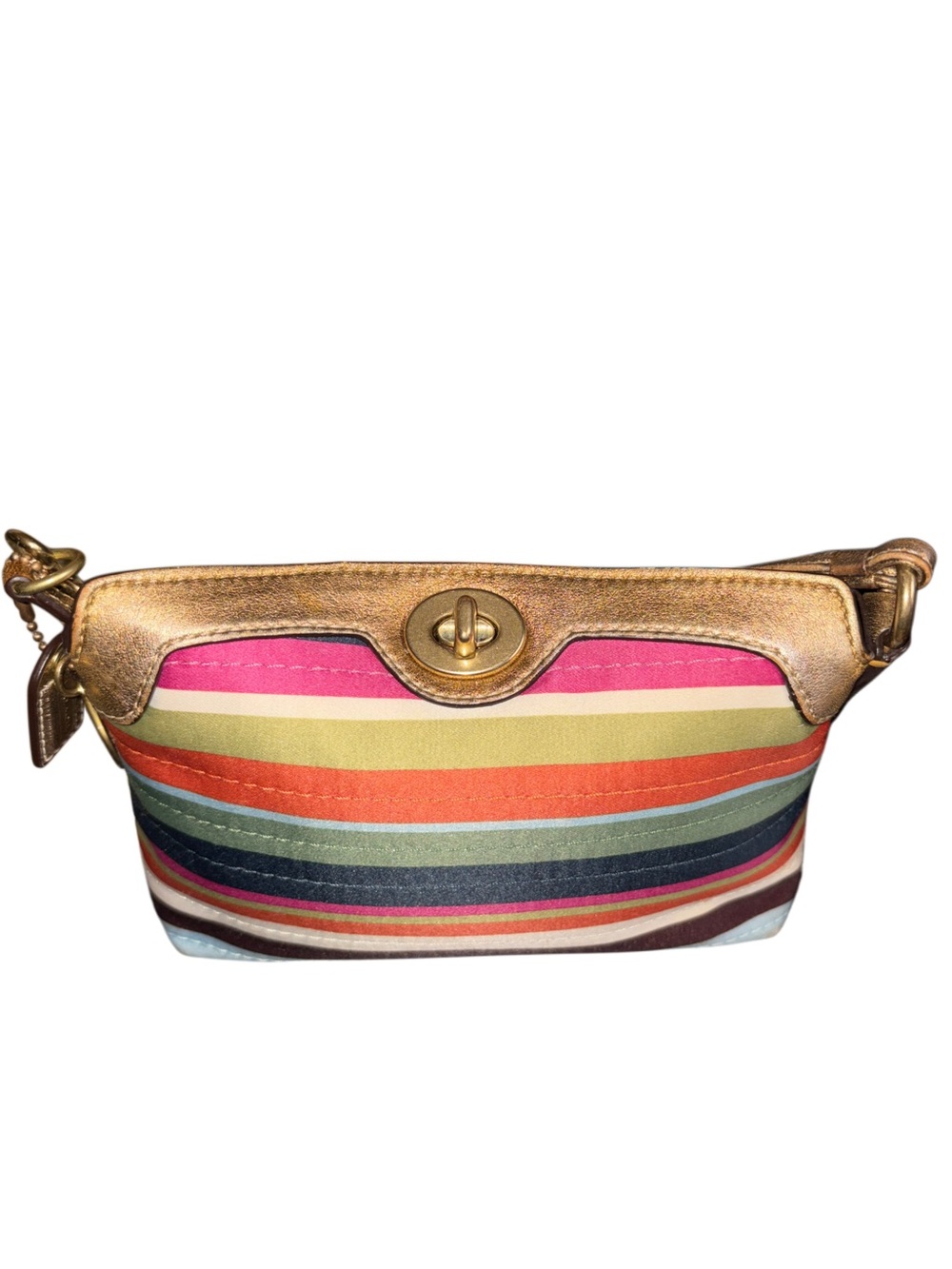 Coach Y2K 2008 Legacy Mini Turnlock Bag Satin & Metallic Gold Leather 41758 - Picture 4 of 11